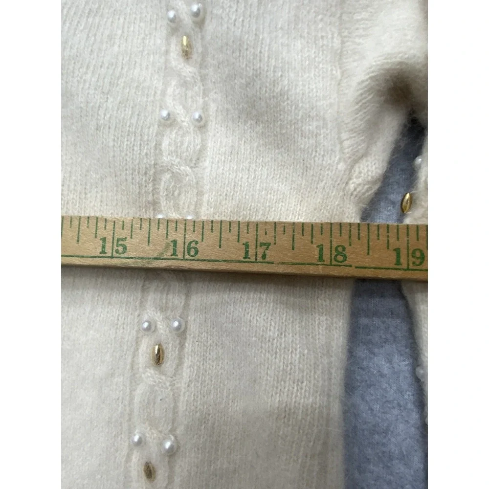 Vintage Marisa Christina Sweater Tunic Womens L White Beaded Pearl 80s